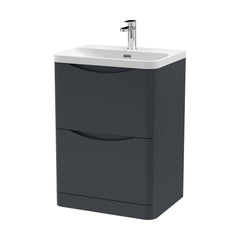 [BAL1401B] Dunwood Floor Standing 2 Drawer Vanity Unit with Thin Edge Basin - Choice of Colour and Size - Cutout