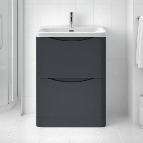 [BAL1401B] Dunwood Floor Standing 2 Drawer Vanity Unit with Thin Edge Basin - Choice of Colour and Size - Silo