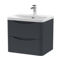 [BAL1402B] Dunwood Contemporary Wall Hung 2 Drawer Vanity Basin Unit, Choice of Size and Colour - Cutout