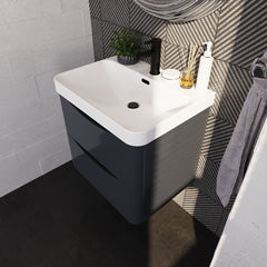 [BAL1402B] Dunwood Contemporary Wall Hung 2 Drawer Vanity Basin Unit, Choice of Size and Colour - Lifestyle 2