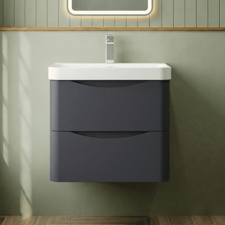 [BAL1402B] Dunwood Contemporary Wall Hung 2 Drawer Vanity Basin Unit, Choice of Size and Colour - Silo