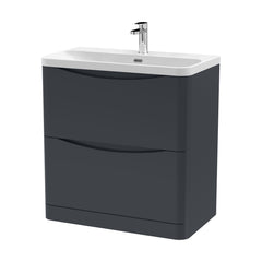 [BAL1403B] Dunwood Floor Standing 2 Drawer Vanity Unit with Thin Edge Basin - Choice of Colour and Size - Cutout