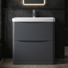 [BAL1403B] Dunwood Floor Standing 2 Drawer Vanity Unit with Thin Edge Basin - Choice of Colour and Size - Silo