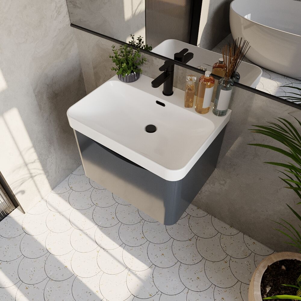 [BAL1405B] Dunwood Contemporary 1 Drawer Vanity Basin Unit, Choice of Size and Colour - Lifestyle 2