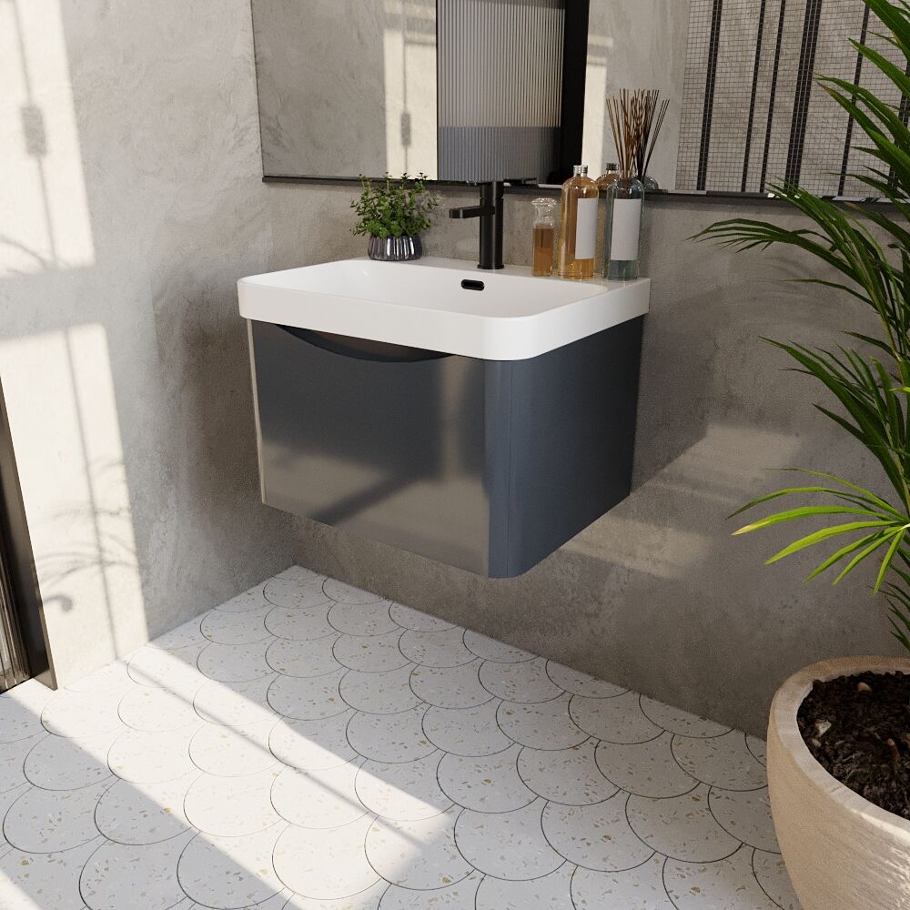 [BAL1405B] Dunwood Contemporary 1 Drawer Vanity Basin Unit, Choice of Size and Colour - Lifestyle 3