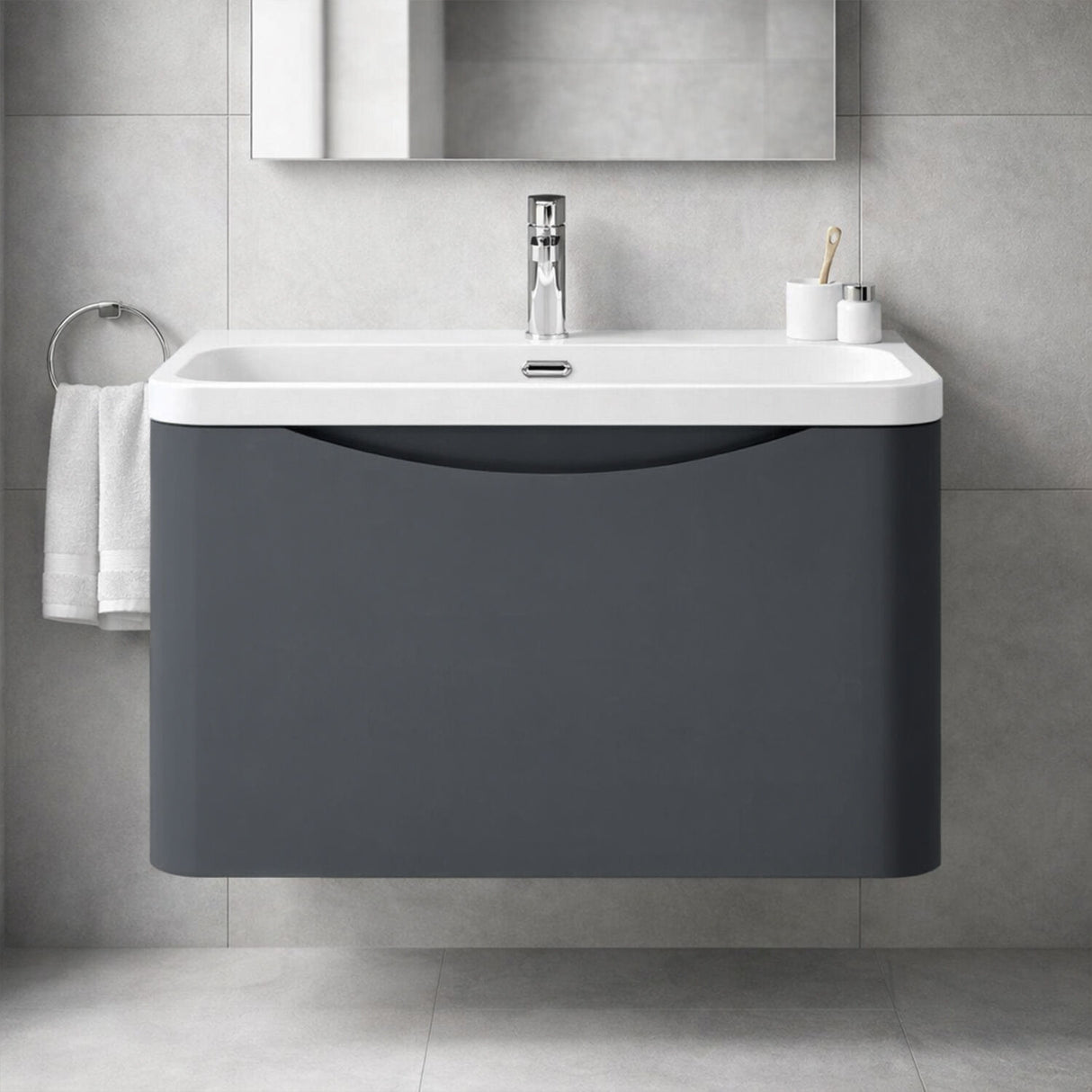 [BAL1405B] Dunwood Contemporary 1 Drawer Vanity Basin Unit, Choice of Size and Colour - Silo