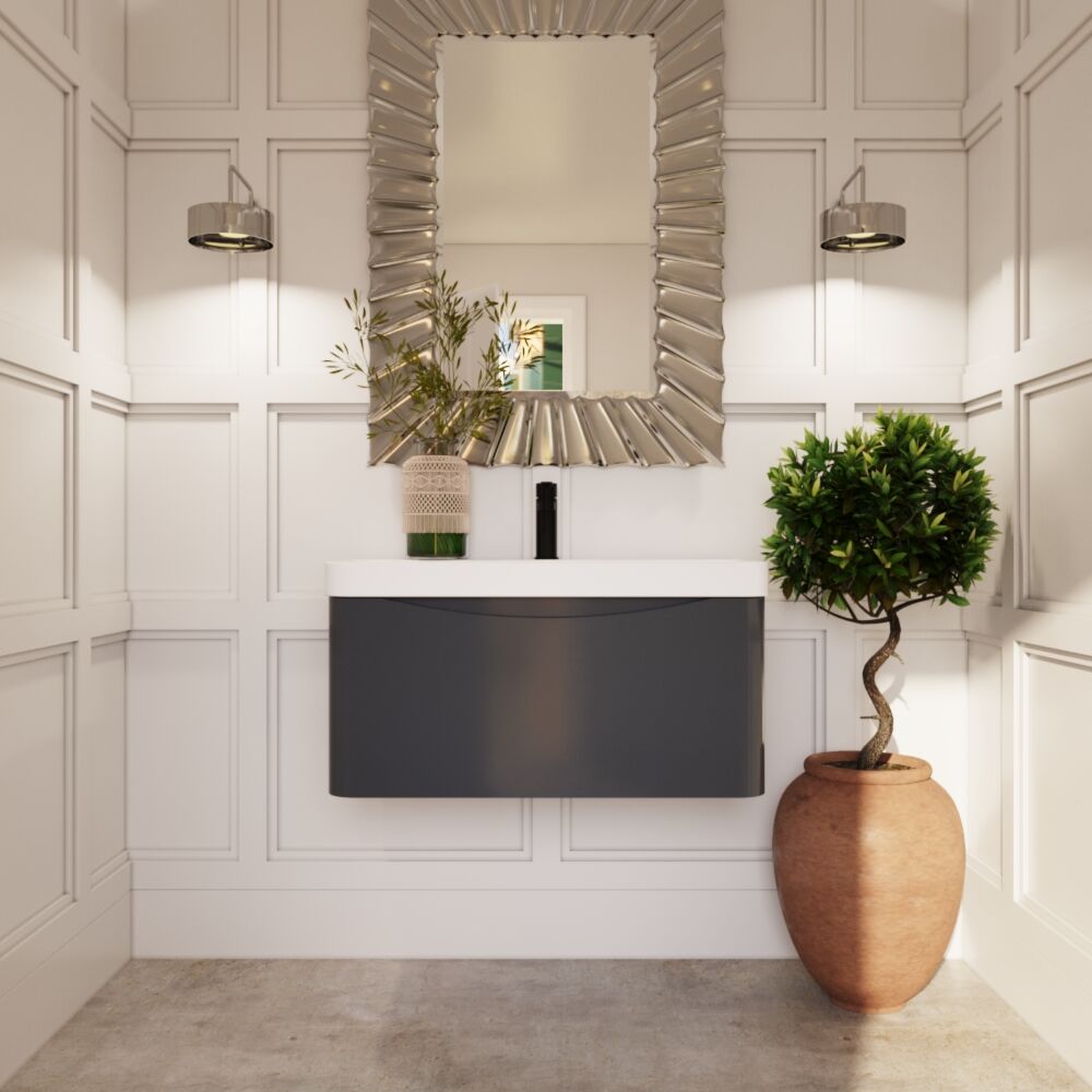 [BAL1406B] Dunwood Contemporary 1 Drawer Vanity Basin Unit, Choice of Size and Colour - Lifestyle 1