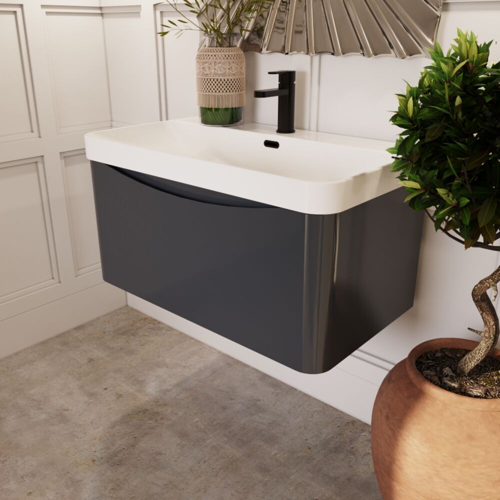 [BAL1406B] Dunwood Contemporary 1 Drawer Vanity Basin Unit, Choice of Size and Colour - Lifestyle 3