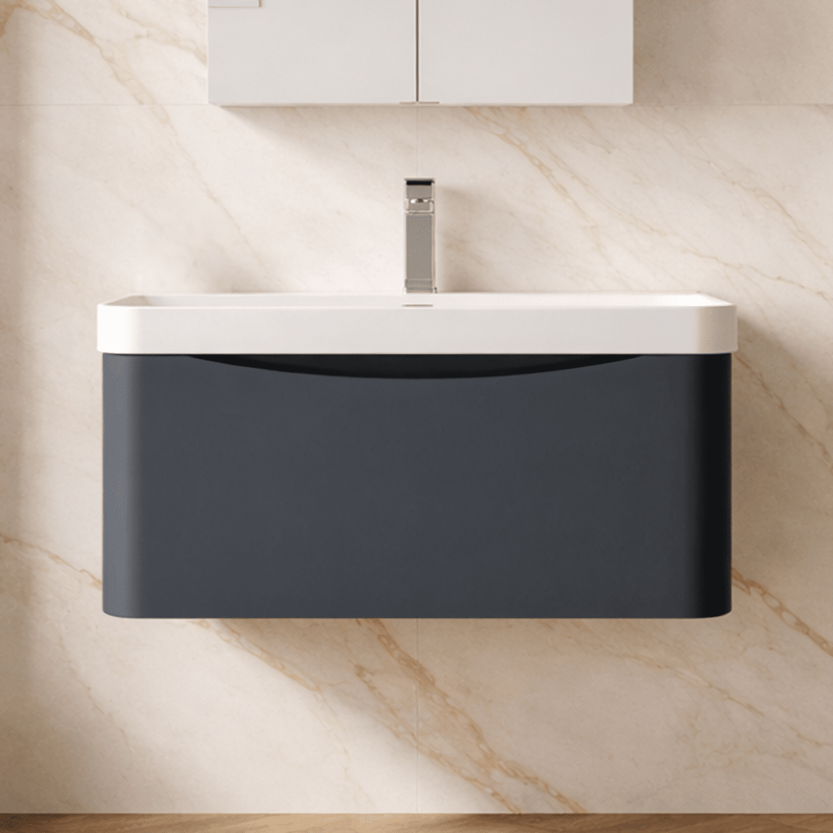 [BAL1406B] Dunwood Contemporary 1 Drawer Vanity Basin Unit, Choice of Size and Colour - Silo