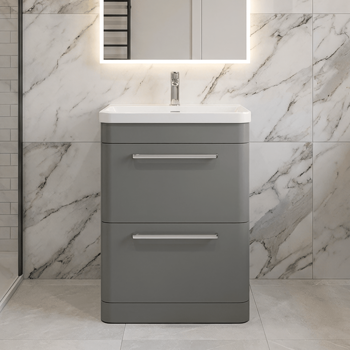 [BAL201C] Croxden Modern Floor Standing Vanity Basin Unit with Soft Close Drawers - 600mm or 800mm - Silo