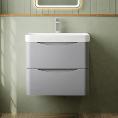 [BAL202B] Dunwood Contemporary Wall Hung 2 Drawer Vanity Basin Unit, Choice of Size and Colour - Silo