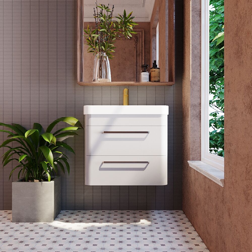 [BAL202C] Croxden Modern Wall Hung Vanity Basin Unit with Soft Close Drawers - 600mm or 800mm - Lifestyle 1