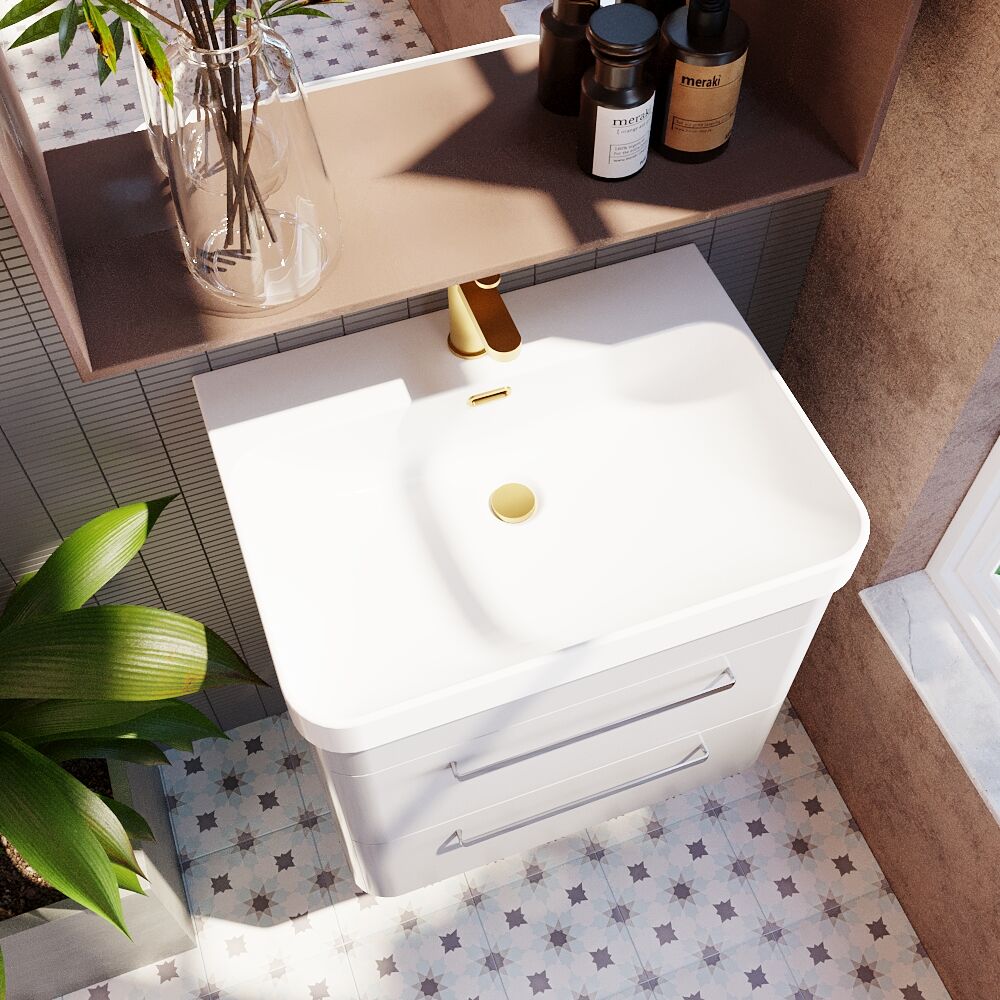 Croxden Modern Wall Hung Vanity Basin Unit with Soft Close Drawers - 600mm or 800mm