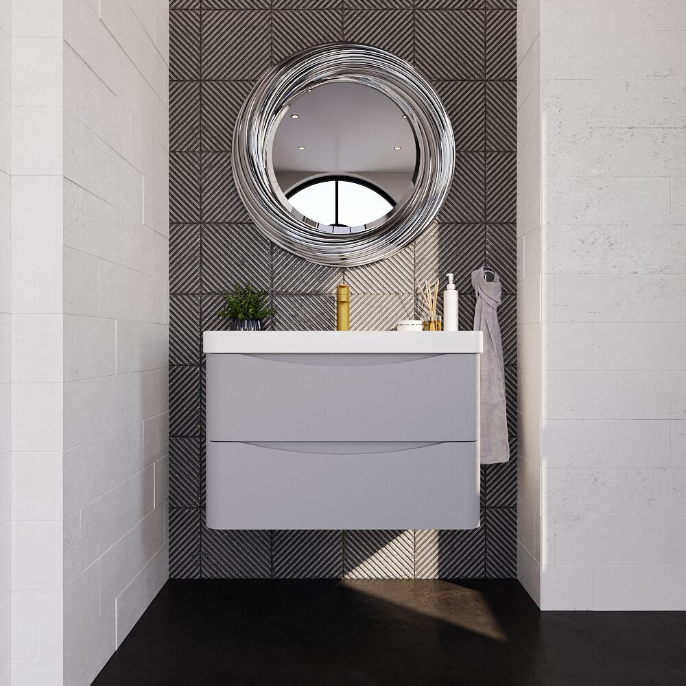 [BAL204B] Dunwood Contemporary Wall Hung 2 Drawer Vanity Basin Unit, Choice of Size and Colour - Lifestyle 1