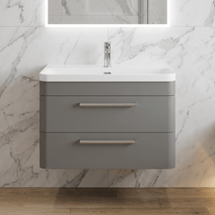 [BAL204C] Croxden Modern Wall Hung Vanity Basin Unit with Soft Close Drawers - 600mm or 800mm - Silo
