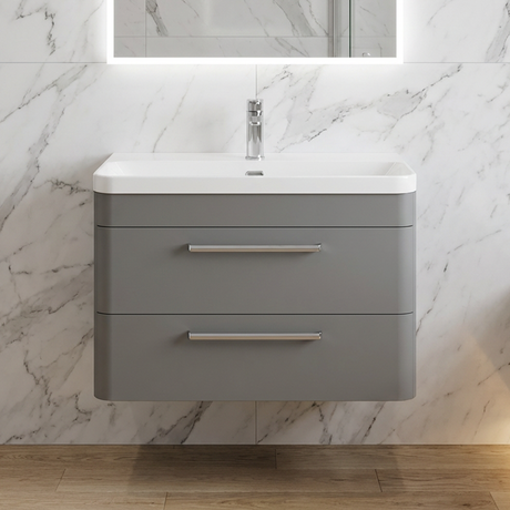 Croxden Modern Wall Hung Vanity Basin Unit with Soft Close Drawers - 600mm or 800mm