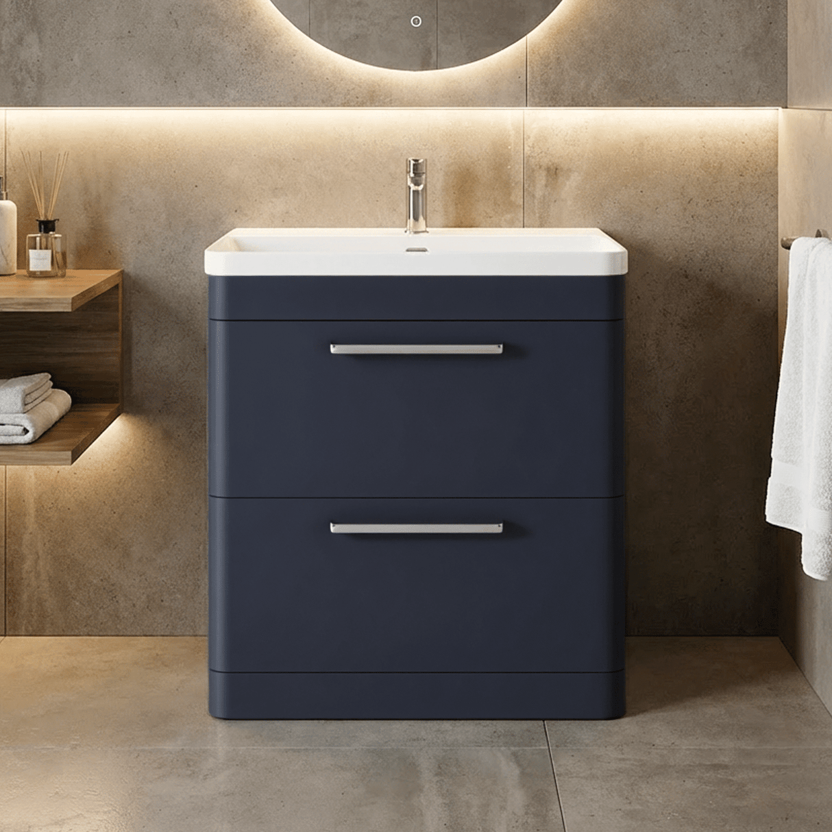 [BAL303C] Croxden Modern Floor Standing Vanity Basin Unit with Soft Close Drawers - 600mm or 800mm - Silo