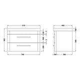 Croxden Modern Wall Hung Vanity Basin Unit with Soft Close Drawers - 600mm or 800mm