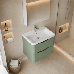 [BAL802B] Dunwood Contemporary Wall Hung 2 Drawer Vanity Basin Unit, Choice of Size and Colour - Lifestyle 2