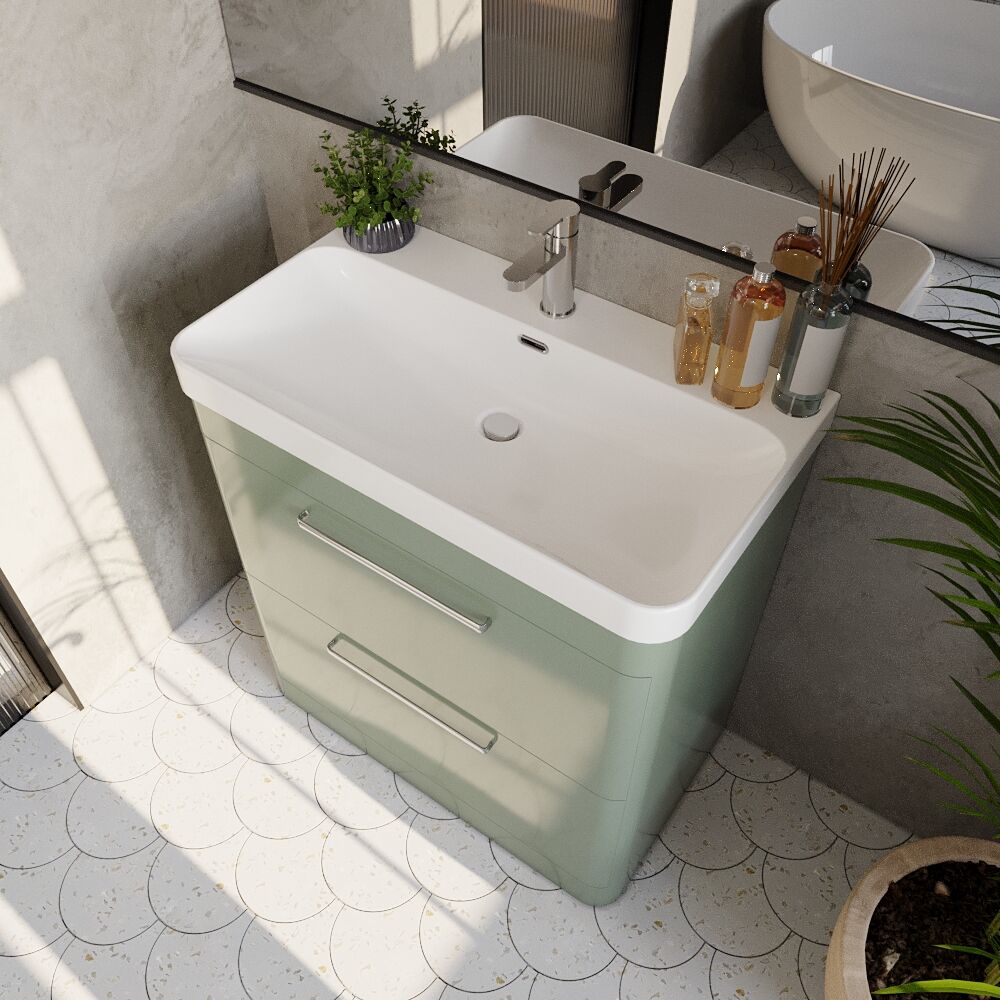 [BAL803D] Croxden Modern Floor Standing Vanity Basin Unit with Soft Close Drawers - 600mm or 800mm - Lifestyle 2