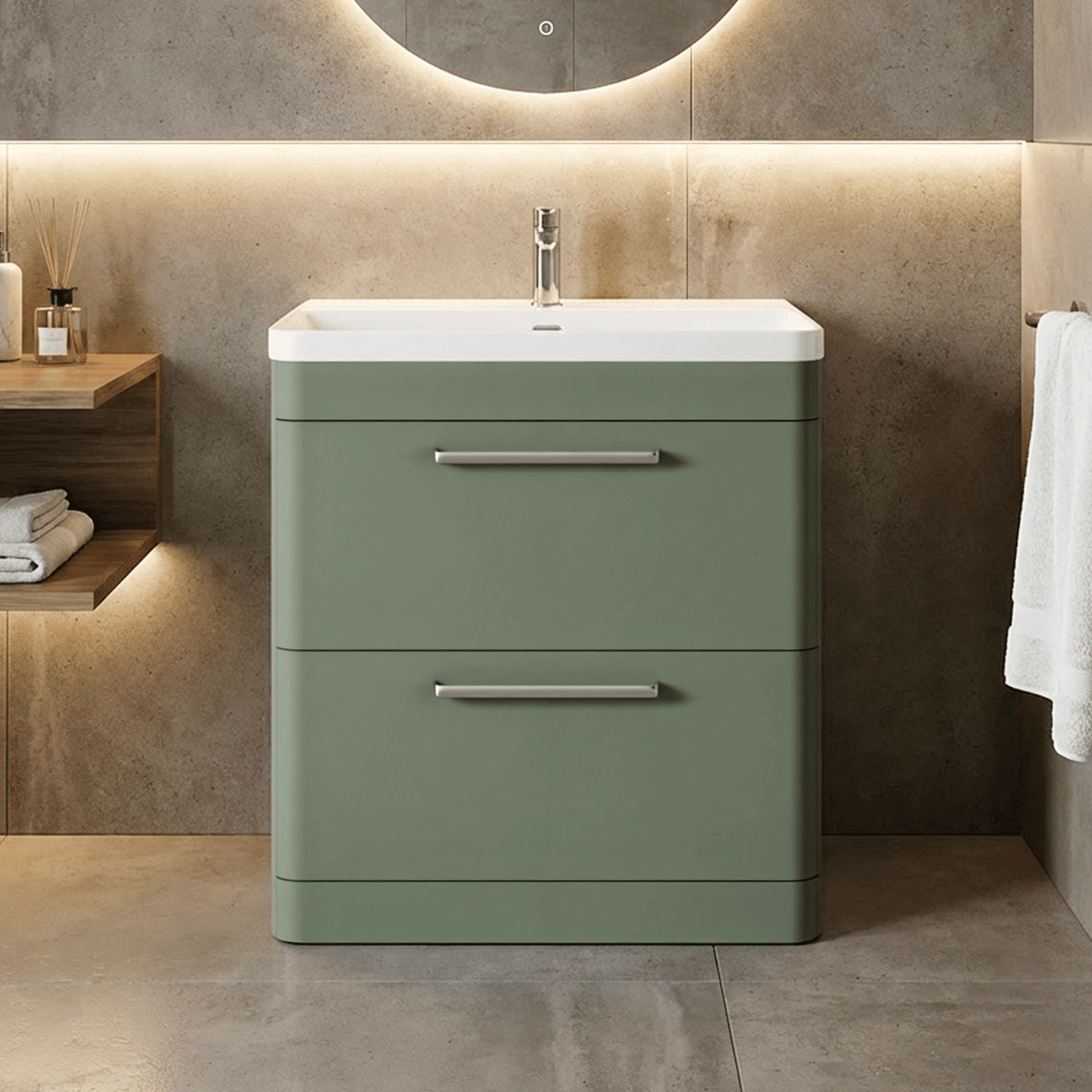 [BAL803D] Croxden Modern Floor Standing Vanity Basin Unit with Soft Close Drawers - 600mm or 800mm - Silo