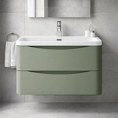 [BAL804B] Dunwood Contemporary Wall Hung 2 Drawer Vanity Basin Unit, Choice of Size and Colour - Silo