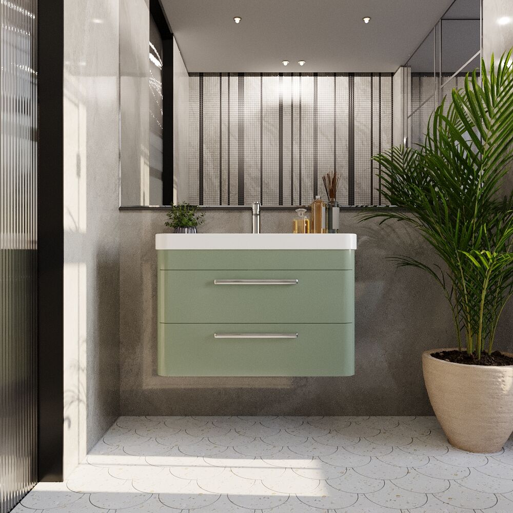 Croxden Modern Wall Hung Vanity Basin Unit with Soft Close Drawers - 600mm or 800mm