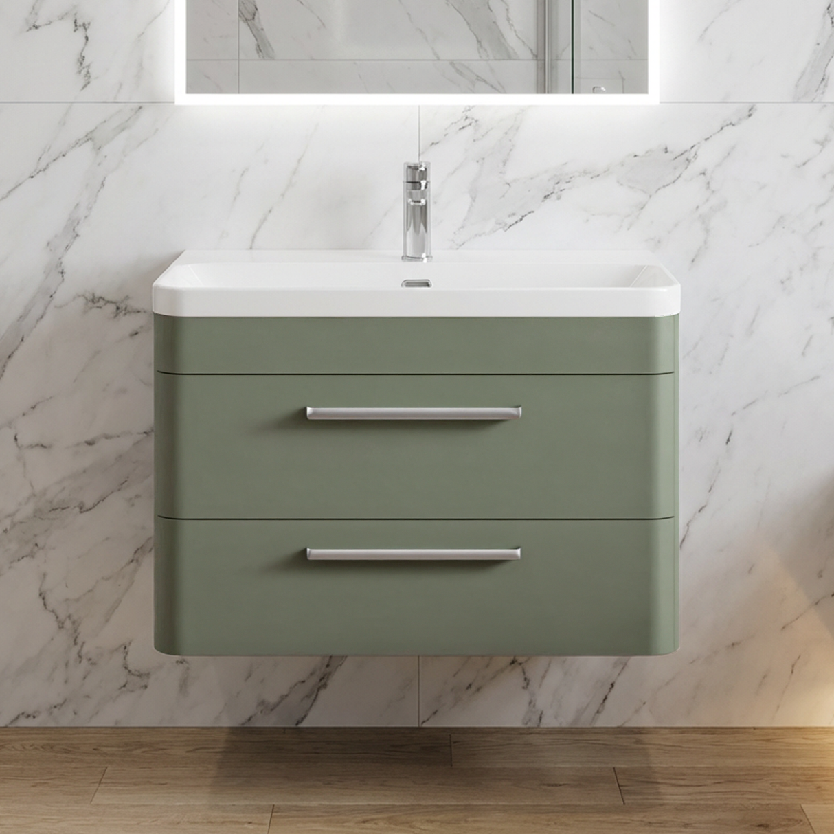 Croxden Modern Wall Hung Vanity Basin Unit with Soft Close Drawers - 600mm or 800mm