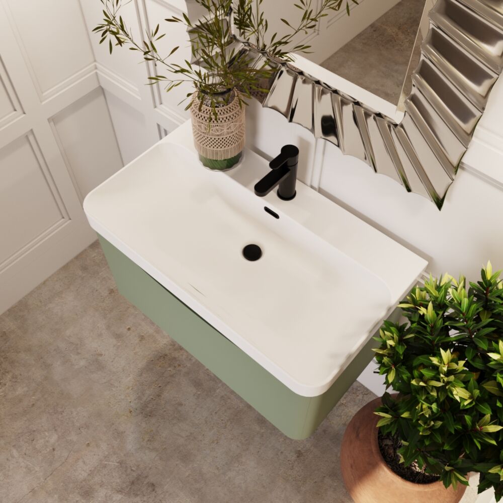 [BAL806B] Dunwood Contemporary 1 Drawer Vanity Basin Unit, Choice of Size and Colour - Lifestyle 2
