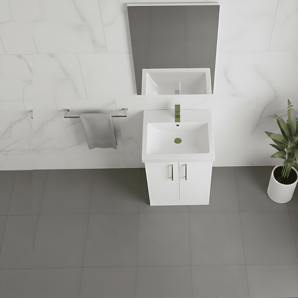 [BALARN101AH017] Bramshall Floor Standing 2 Door Vanity Basin Unit with Mid-Edge Basin, 500mm, Choice of Colour and Handle Finish - Lifestyle 3
