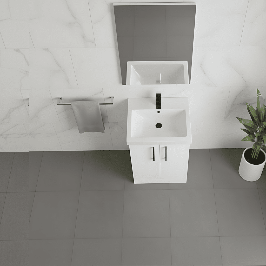 [BALARN101AH018] Bramshall Floor Standing 2 Door Vanity Basin Unit with Mid-Edge Basin, 500mm, Choice of Colour and Handle Finish - Lifestyle 3