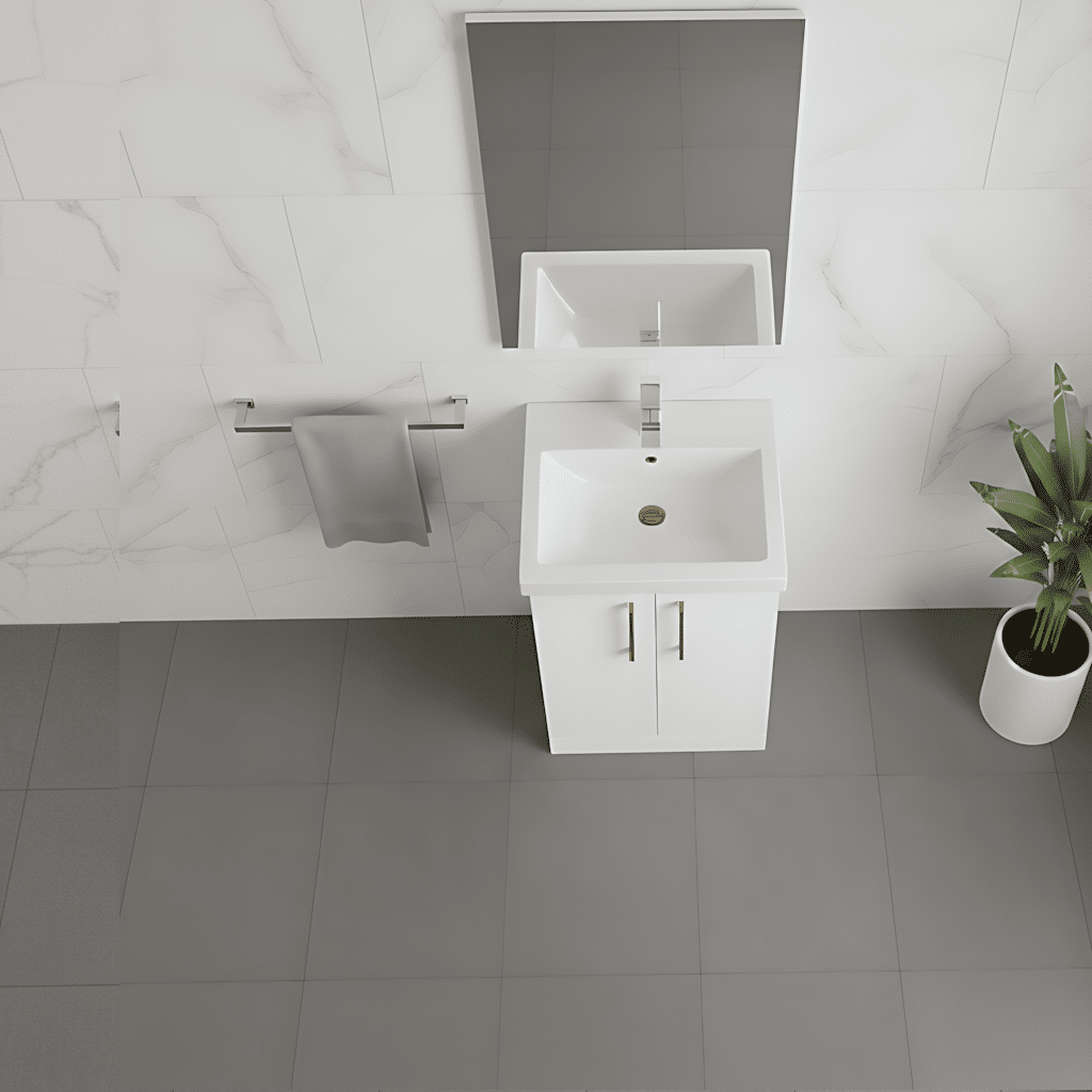 [BALARN101AH019] Bramshall Floor Standing 2 Door Vanity Basin Unit with Mid-Edge Basin, 500mm, Choice of Colour and Handle Finish - Lifestyle 3