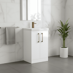 [BALARN101AH1516] Bramshall Floor Standing 2 Door Vanity Basin Unit with Mid-Edge Basin, 500mm, Choice of Colour and Handle Finish - Lifestyle 2