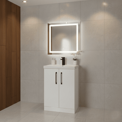 [BALARN103AH018] Bramshall Floor Standing 2 Door Vanity Basin Unit with Mid-Edge Basin, 600mm, Choice of Colour and Handle Finish - Lifestyle 1
