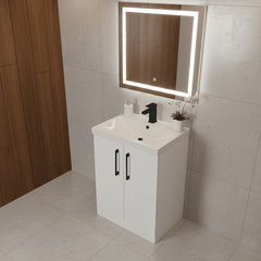 [BALARN103AH018] Bramshall Floor Standing 2 Door Vanity Basin Unit with Mid-Edge Basin, 600mm, Choice of Colour and Handle Finish - Lifestyle 3