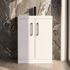 [BALARN103AH018] Bramshall Floor Standing 2 Door Vanity Basin Unit with Mid-Edge Basin, 600mm, Choice of Colour and Handle Finish - Silo