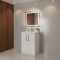 [BALARN103AH019] Bramshall Floor Standing 2 Door Vanity Basin Unit with Mid-Edge Basin, 600mm, Choice of Colour and Handle Finish - Lifestyle 2