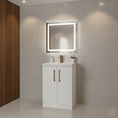 [BALARN103AH1516] Bramshall Floor Standing 2 Door Vanity Basin Unit with Mid-Edge Basin, 600mm, Choice of Colour and Handle Finish - Lifestyle 1