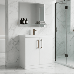 [BALARN1056AH1516] Bramshall Floor Standing 2 Door Vanity Basin Unit with Mid-Edge Basin, 800mm, Choice of Colour and Handle Finish - Lifestyle 2