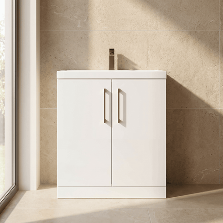 [BALARN1056AH1516] Bramshall Floor Standing 2 Door Vanity Basin Unit with Mid-Edge Basin, 800mm, Choice of Colour and Handle Finish - Silo