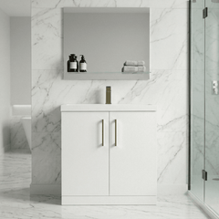 [BALARN105AH017] Bramshall Floor Standing 2 Door Vanity Basin Unit with Mid-Edge Basin, 800mm, Choice of Colour and Handle Finish - Lifestyle 1