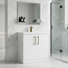 [BALARN105AH017] Bramshall Floor Standing 2 Door Vanity Basin Unit with Mid-Edge Basin, 800mm, Choice of Colour and Handle Finish - Lifestyle 2