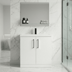 [BALARN105AH018] Bramshall Floor Standing 2 Door Vanity Basin Unit with Mid-Edge Basin, 800mm, Choice of Colour and Handle Finish - Lifestyle 1