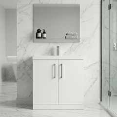 [BALARN105AH019] Bramshall Floor Standing 2 Door Vanity Basin Unit with Mid-Edge Basin, 800mm, Choice of Colour and Handle Finish - Lifestyle 1
