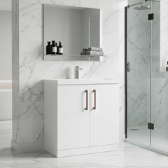 [BALARN105AH019] Bramshall Floor Standing 2 Door Vanity Basin Unit with Mid-Edge Basin, 800mm, Choice of Colour and Handle Finish - Lifestyle 2