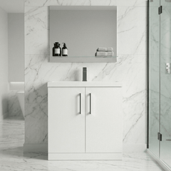 [BALARN105AH716] Bramshall Floor Standing 2 Door Vanity Basin Unit with Mid-Edge Basin, 800mm, Choice of Colour and Handle Finish - Lifestyle 1