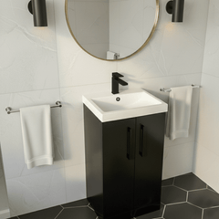 [BALARN1401AH018] Bramshall Floor Standing 2 Door Vanity Basin Unit with Mid-Edge Basin, 500mm, Choice of Colour and Handle Finish - Lifestyle 3