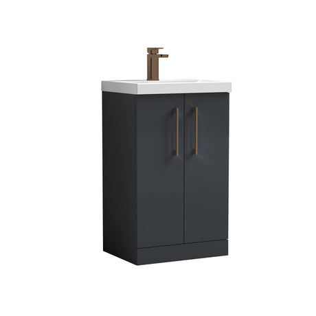 Bramshall Floor Standing 2-Door Vanity & Mid-Edge Basin – Choice of Colour and Handle Finish