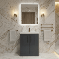 [BALARN1403AH017] Bramshall Floor Standing 2 Door Vanity Basin Unit with Mid-Edge Basin, 600mm, Choice of Colour and Handle Finish - Lifestyle 1