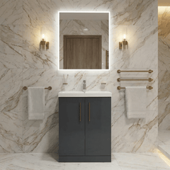 [BALARN1403AH019] Bramshall Floor Standing 2 Door Vanity Basin Unit with Mid-Edge Basin, 600mm, Choice of Colour and Handle Finish - Lifestyle 1